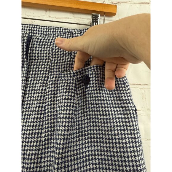 Together! Wool Blend Skirt Womens Size 4 Blue White Check Back Pleat Ruffle Hem - Picture 4 of 10